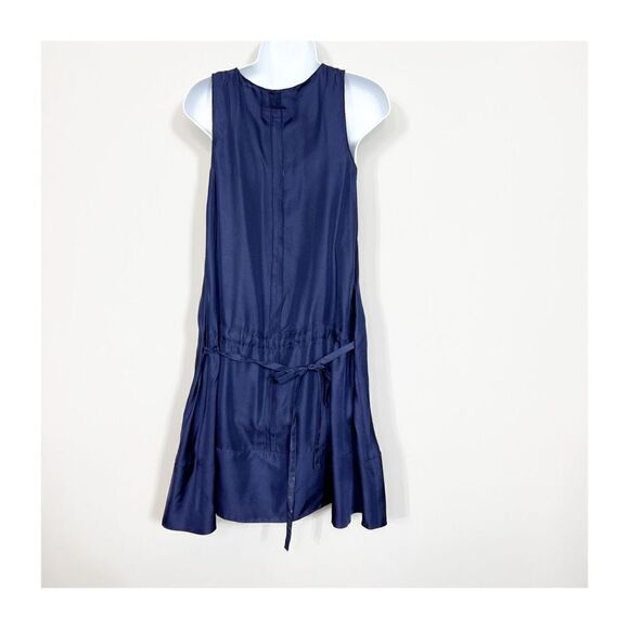 RAG & BONE Dress Navy Blue Drop Waist Silk Midi Sleeveless Womens XS - Picture 2 of 12